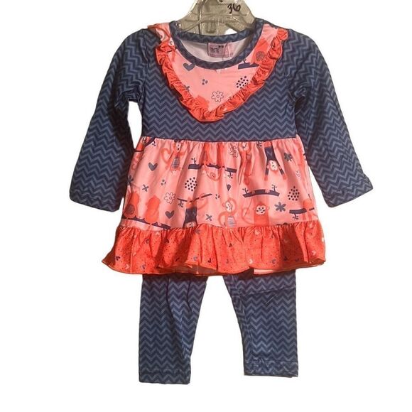 Pete &‎ Lucy Monkeying around pant Set size 6/12months - Picture 2 of 9